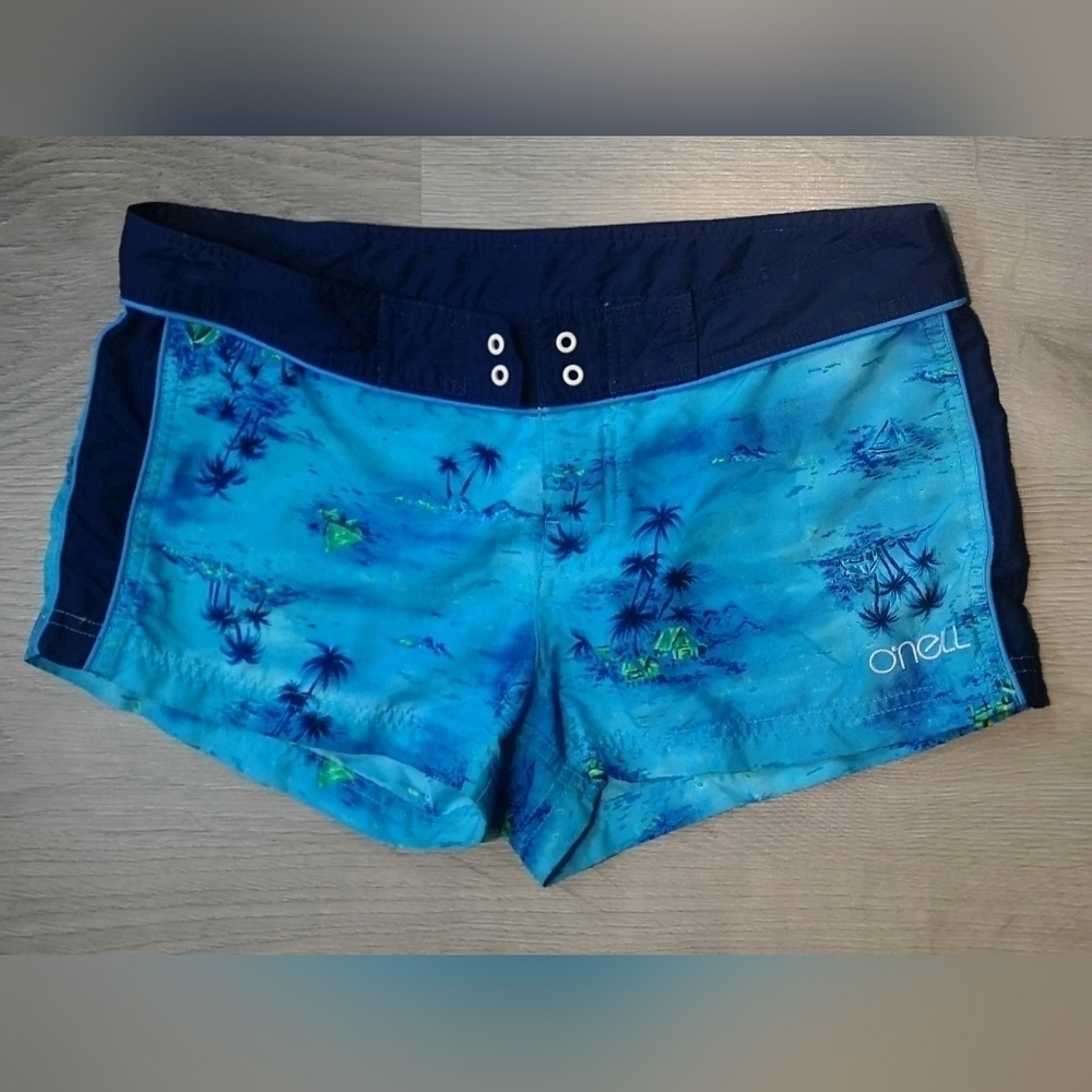 60S vintage Hawaiian print  swimwear gender-neutral shorts